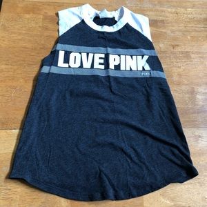 Pink jersey like graphic tank top very nice XS